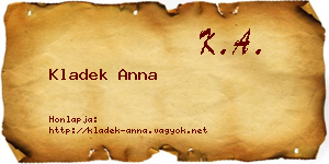 Kladek Anna névjegykártya